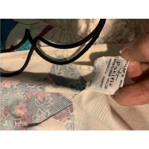 1960’s Vintage Hawaiian Surf Blue White Psychedelic Scalloped Hem Mini Dress EC - Picture 15 of 15